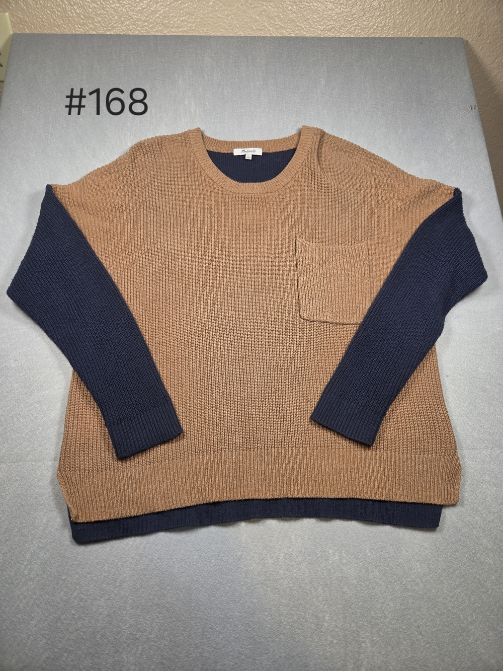 Madewell Women's Thompson Pocket Pullover Colorblock Sweater – Size XL